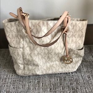 MIchael Kors MK monogram beige shoulder bag